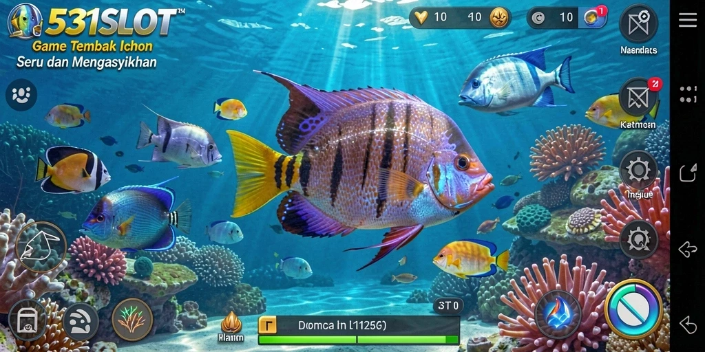 Tampilan gameplay seru dalam 531SLOT dengan aksi menembak ikan.