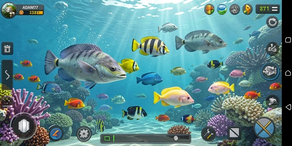 Screenshot utama ADAM77 menampilkan aksi seru dalam Tembak Ikan.