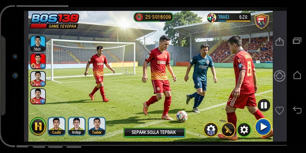Tampilan gameplay seru dari BOS138 dengan aksi sepak bola yang mendebarkan.