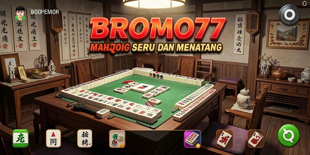 Screenshot gameplay BROMO77 yang menampilkan keseruan permainan Mahjong.