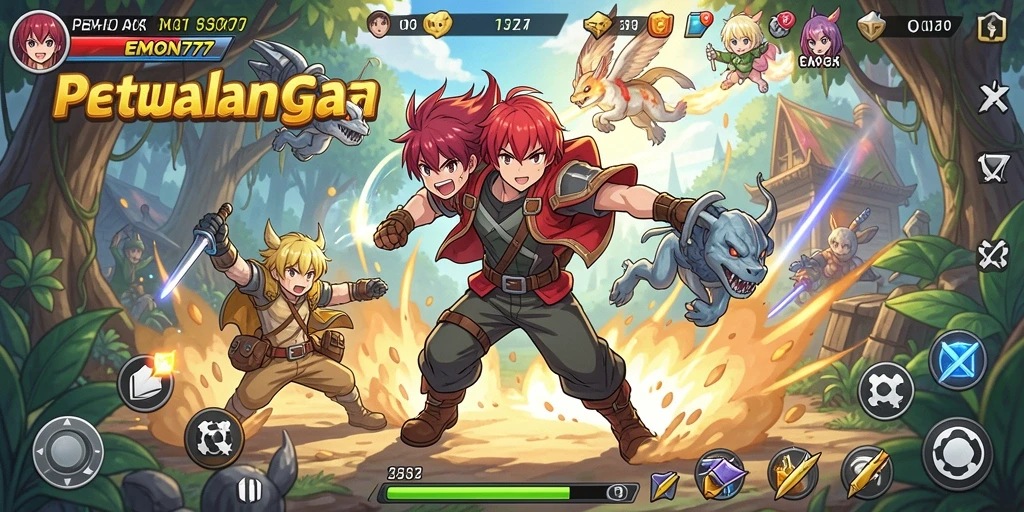 Tampilan gameplay seru dengan karakter anime ikonik.
