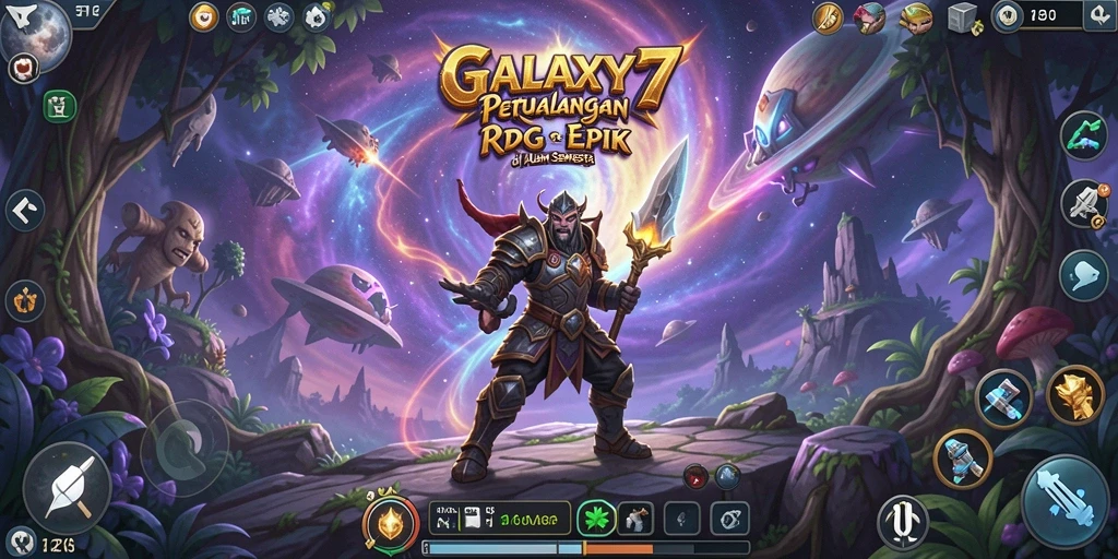Screenshot gameplay menunjukkan pertempuran seru di GALAXY77.