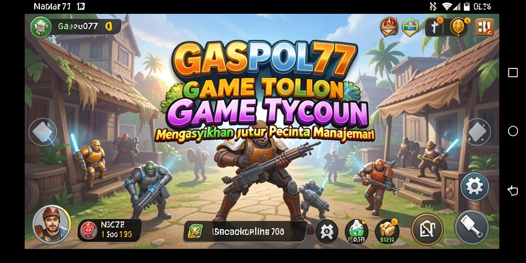 Screenshot GASPOL77 menampilkan aksi manajemen bisnis yang kompetitif.
