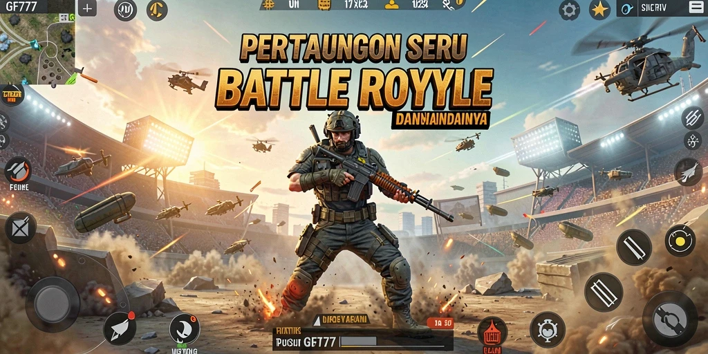 Tampilan gameplay seru GF777 dalam pertarungan Battle Royale.
