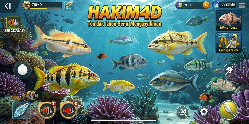 Tampilan layar permainan HAKIM4D saat menembak ikan.