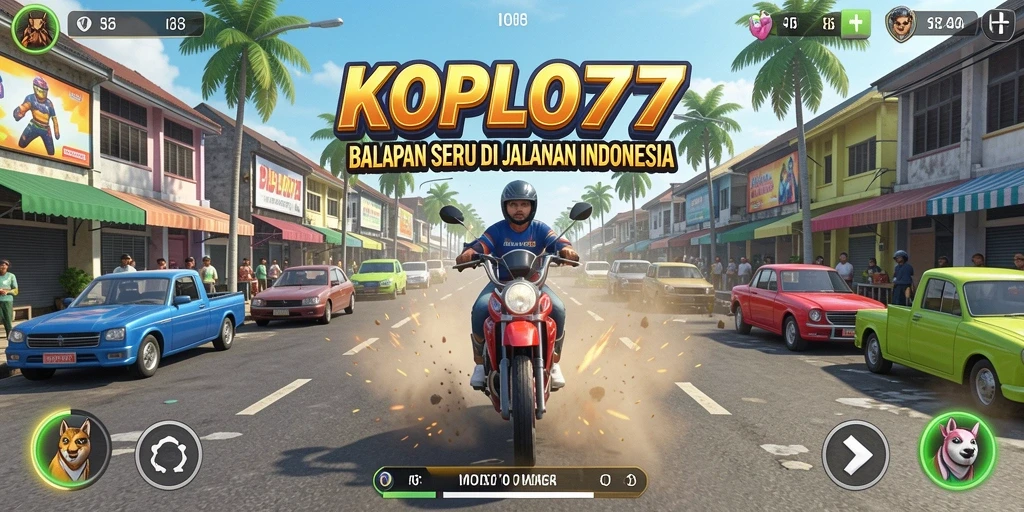 Tangkapan layar gameplay KOPLO77 menampilkan aksi balapan yang mendebarkan.