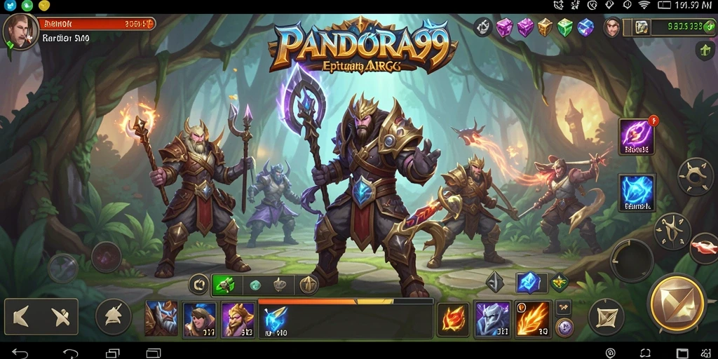 Screenshot utama PANDORA99 menampilkan aksi pertarungan yang mendebarkan di dunia fantasi.