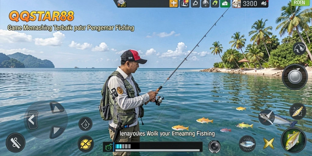 Screenshot gameplay QQSTAR88 yang menunjukkan momen menangkap ikan besar.