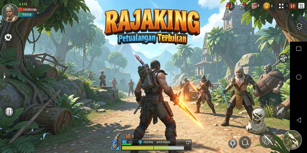 Tangkapan layar dari gameplay RAJAKING saat menjelajahi dunia terbuka.