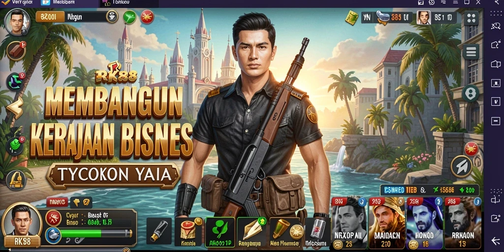 Tampilan gameplay menarik dari RK88 yang penuh strategi Tycoon.