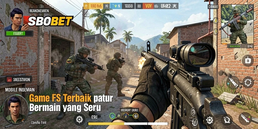 Screenshot SBOBET menampilkan aksi tembak-menembak yang intens.