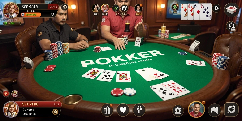 Tampilan gameplay Poker yang seru dan mendebarkan di ST789.