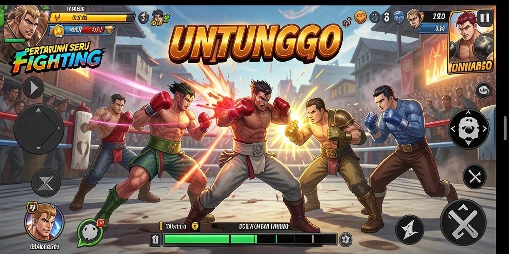 Tampilan gameplay seru dari pertarungan di UNTUNGGO.